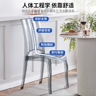 北欧透明椅亚克力椅子设计师轻奢靠背家用塑料餐椅简约水晶化妆椅