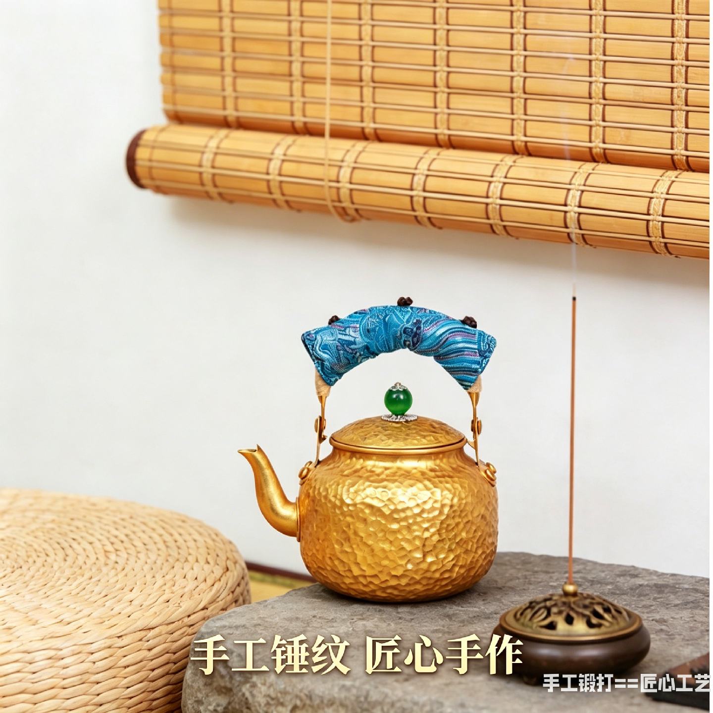 手工锤纹龙鳞铝壶茶壶功夫茶具户外泡茶壶匠心手作收藏级古朴茶器图片
