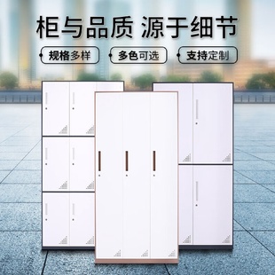 更衣柜四门带锁窄边储物柜六门员工浴室宿舍更换衣柜 钢制套色拆装