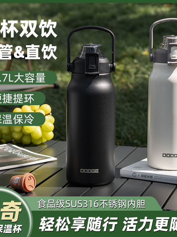 希乐道奇大容量保温杯保冷杯2025新款水壶女款高颜值吸管杯水杯子