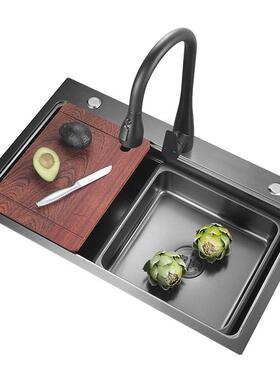 弗立达厨房蜂窝压纹SUS304不锈钢枪灰色压纹纳米不沾油水槽大单槽