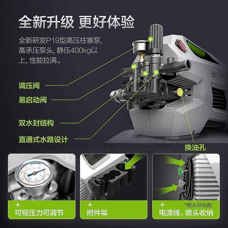 绿田雪豹2000W洗车机P6PRO大功率感应家用高压水枪清洗