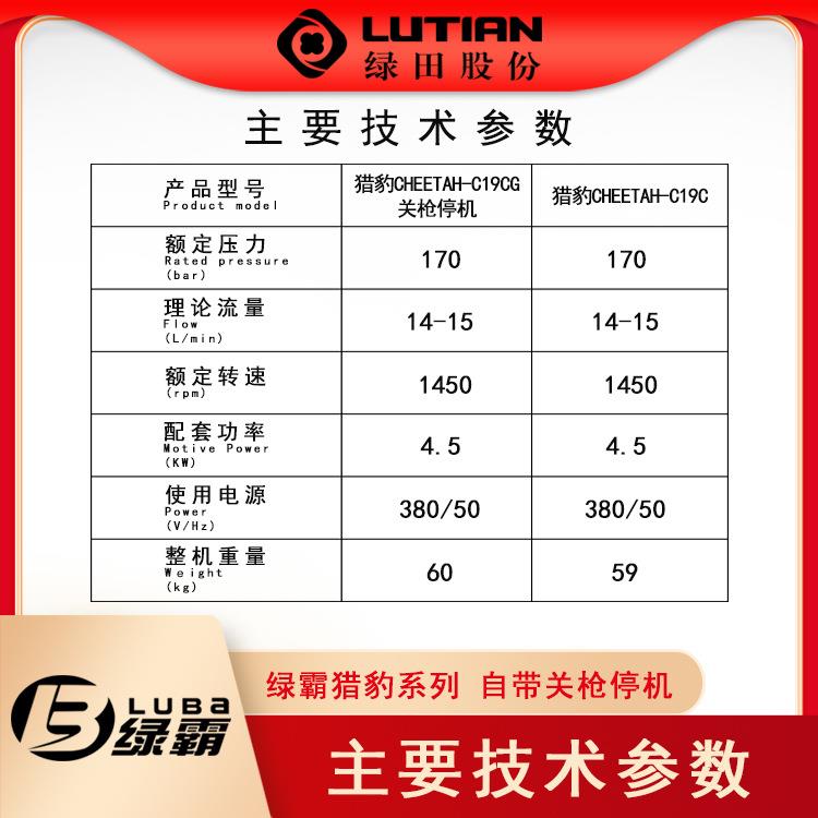 绿田19M超高压清洗机猎豹洗车机C19CG工业级20MC高压枪