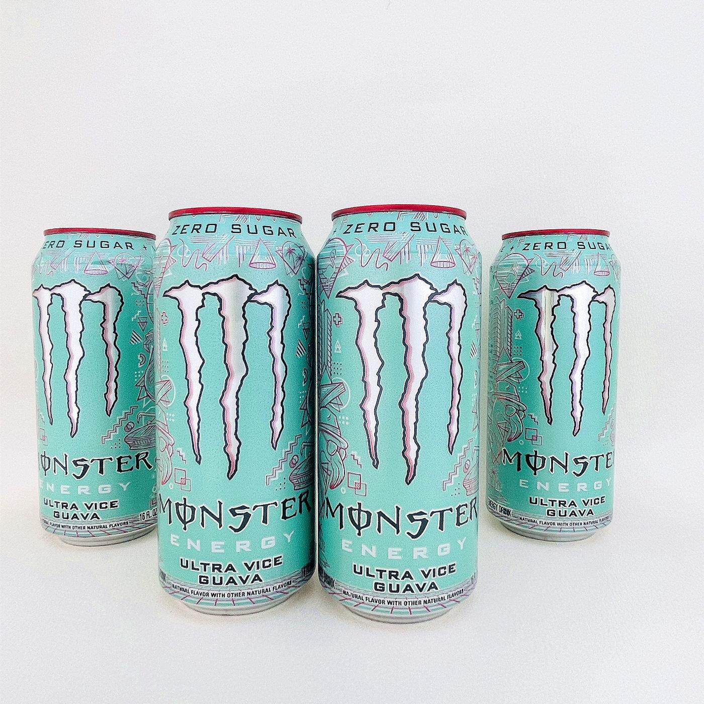 美版Monster魔爪473mlx4罐番石榴无糖运动功能维生素饮料美国进口