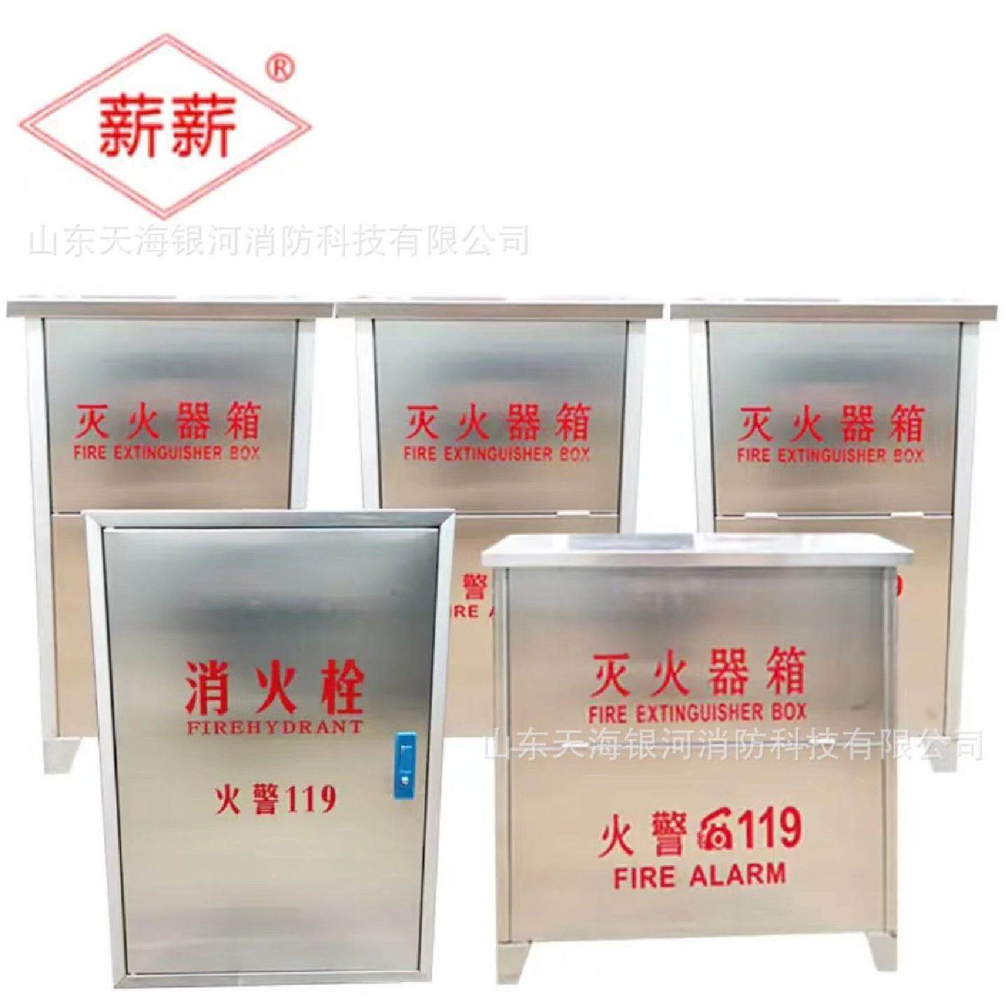 薪薪不锈钢灭火器箱放置箱干粉二氧化碳新型加厚4kg*2灭火器钢板