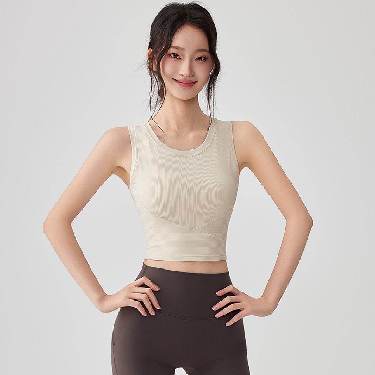 运动内衣女紧身防震外穿瑜伽服美背一体杯跑步普拉提训练健身文胸