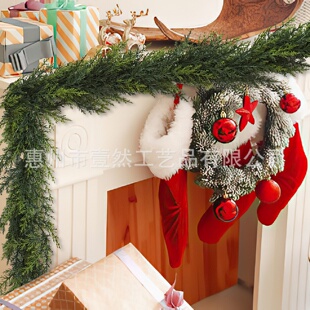 圣诞节猫尾草仿真藤条软胶松针柏叶绿植装饰人造诺福克松跨境批发