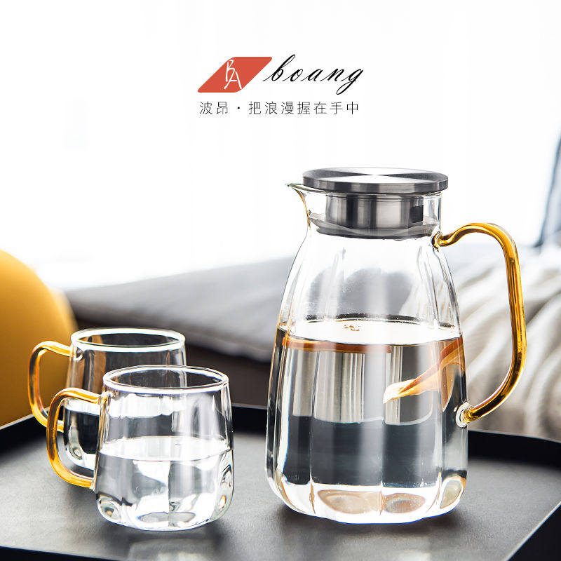 高颜值冷水壶玻璃耐高温大容量凉白开水壶水杯透明冷泡凉茶壶