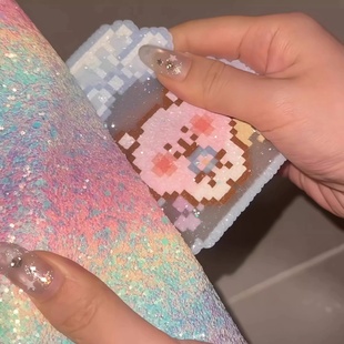 彩虹渐层亮片加厚格利特布烫豆拼豆熨烫布创意手工DIY格丽特闪布