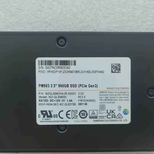 三星PM983 960G 2.5寸U.2 NVMe-询价