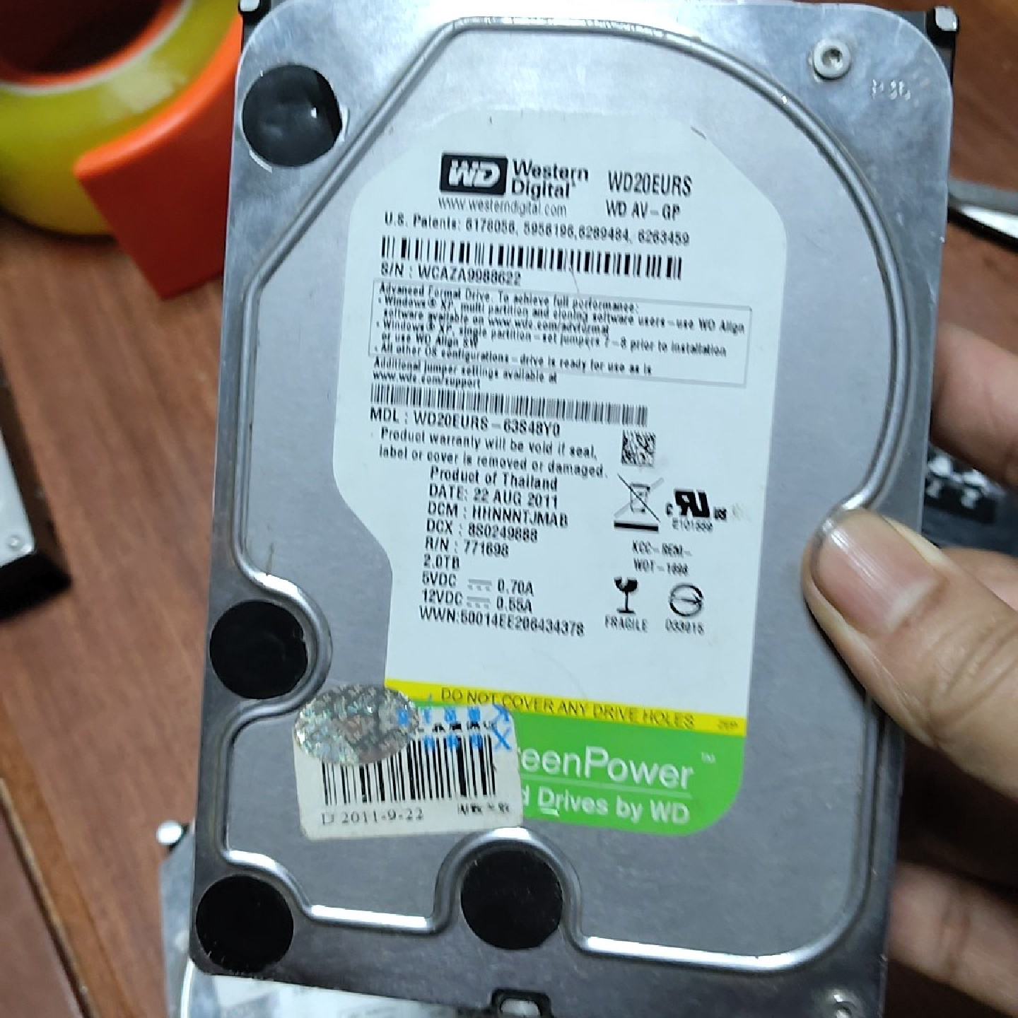 WD西数WD20EURS 2TB机械硬盘，3.5寸SATA接议价图片