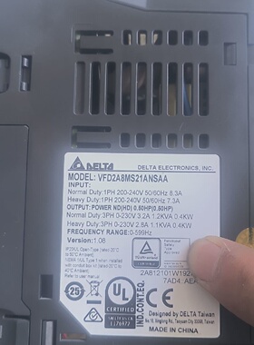 VFD2A8MS21ANSAA，0.4KW，7个询价