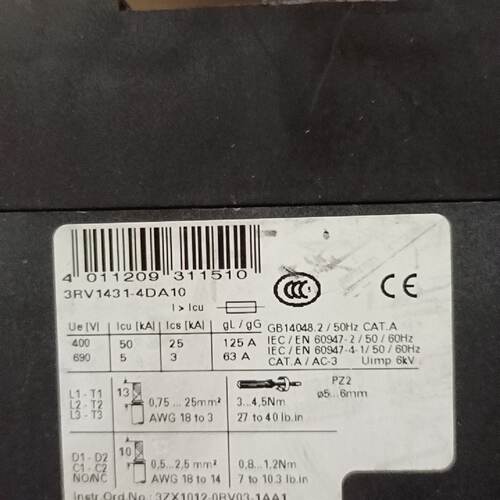 询-马达保护断路器3RV14314DA10182