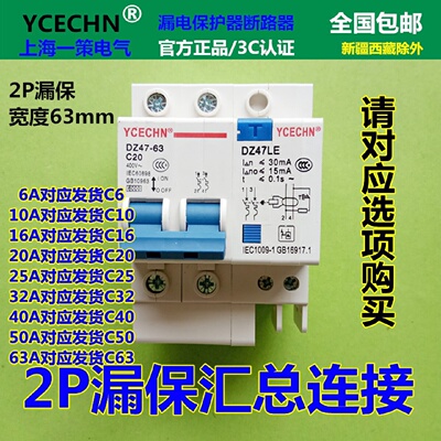 2P20A漏电保护器C20空气开关断路器带漏保家用电闸空开DZ4763LE