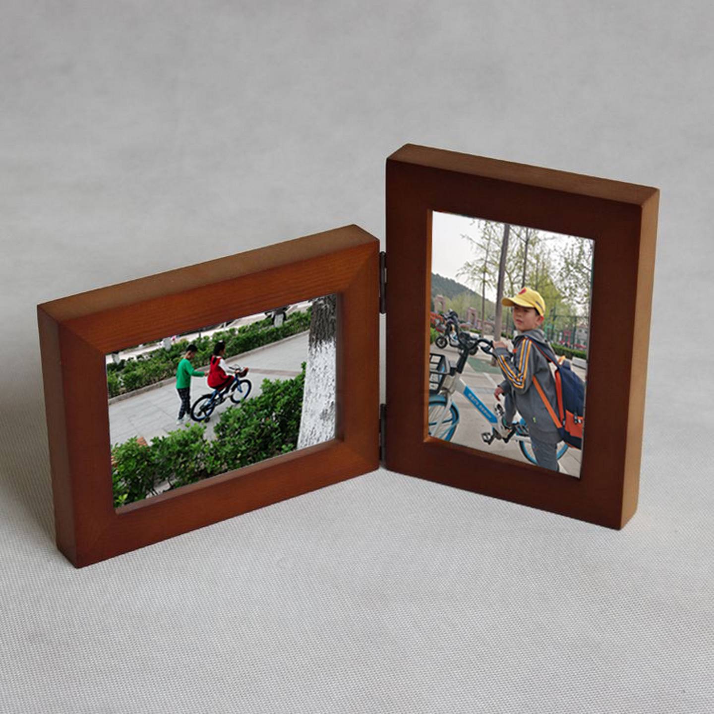 免费打印2张照片横竖折叠相框个性摆台咖啡色两方向组合像架订制