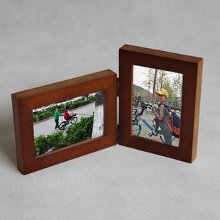 免费打印2张照片横竖折叠相框个性摆台咖啡色两方向组合像架订制