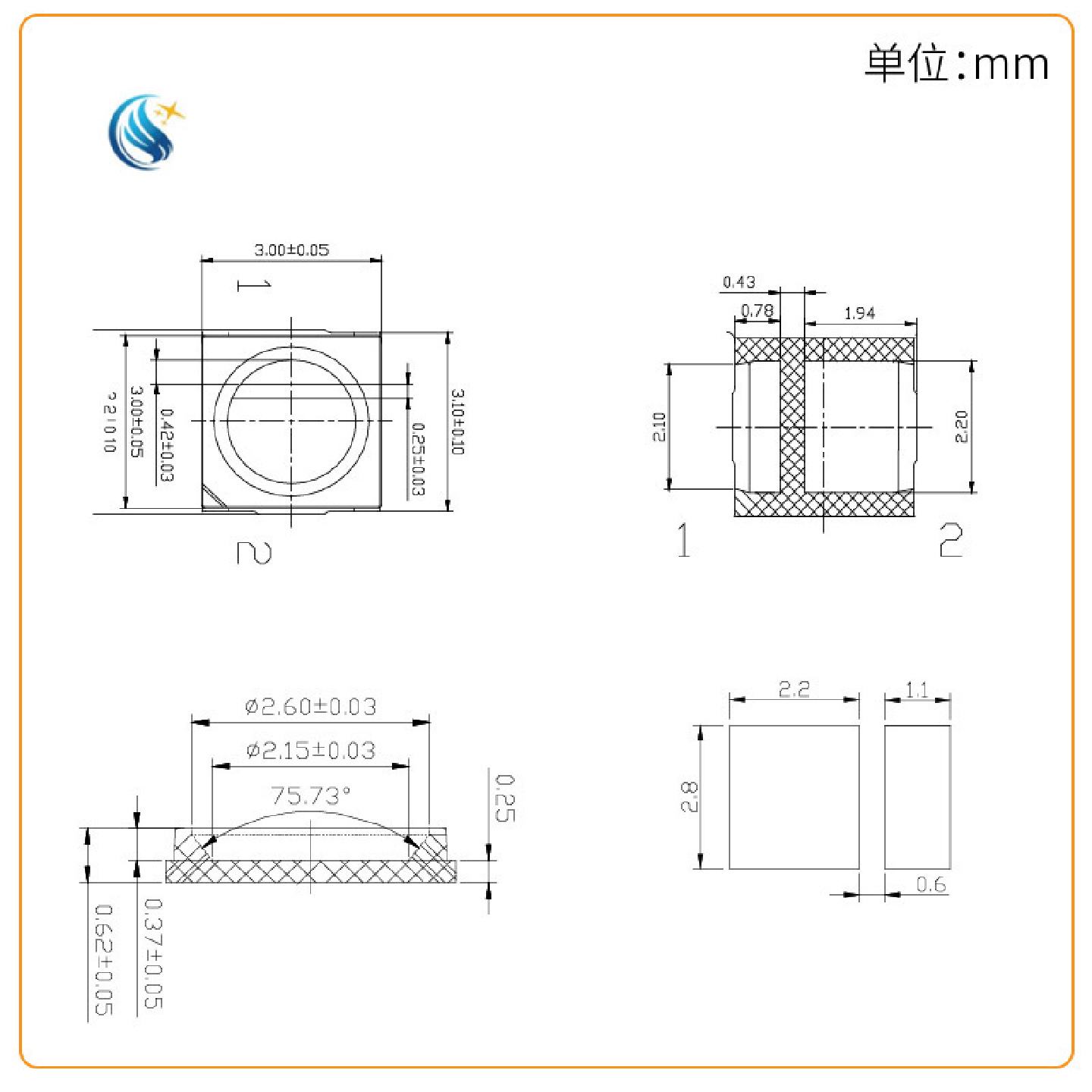 适用热卖3030黄光灯珠led双芯3030黄光1w超高亮汽车用黄光led灯珠