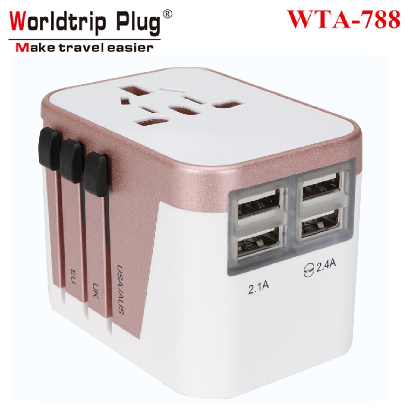 旅游用品4USB快充转换插头多国通用很多功能插头转换器8A保险丝