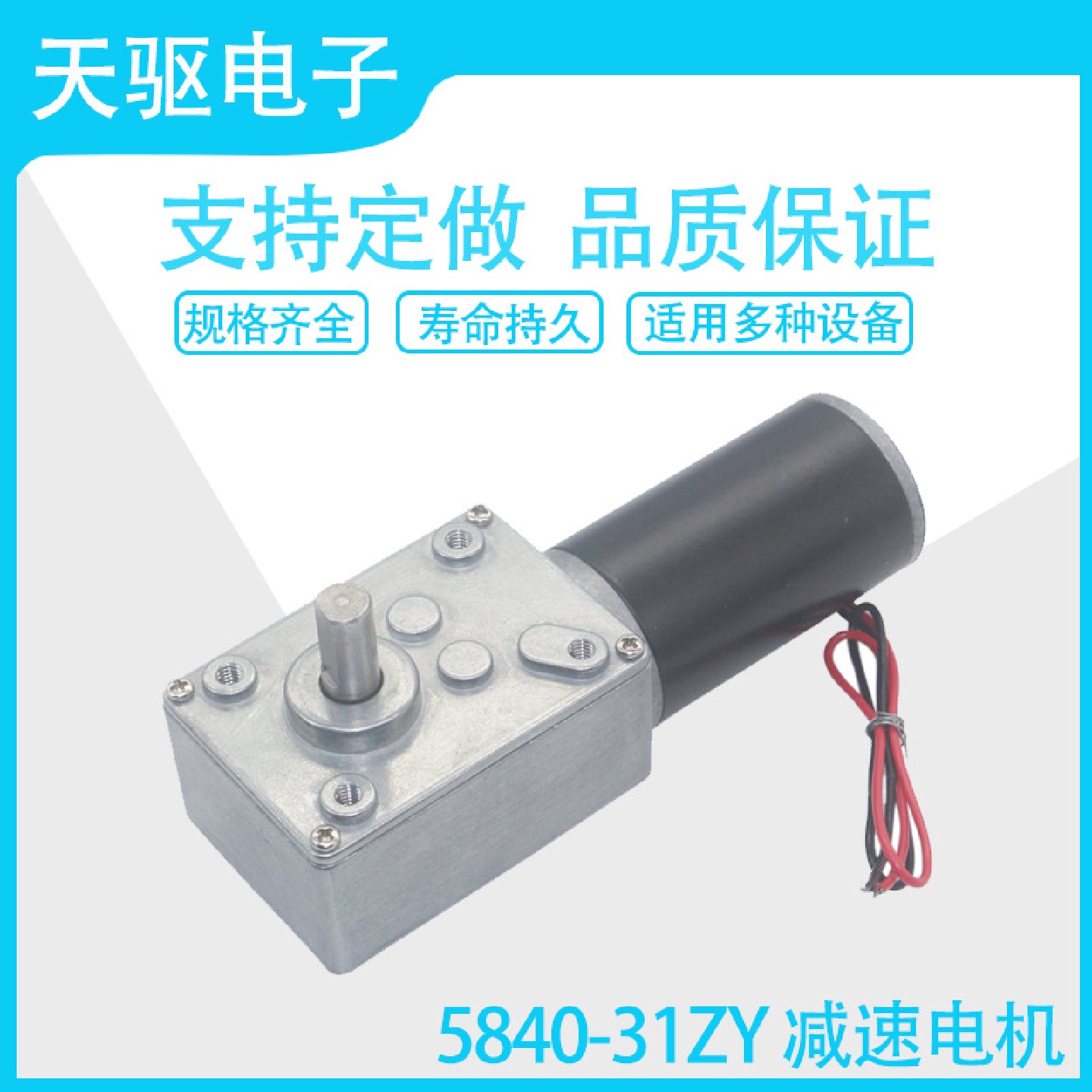 31ZY永磁直流涡轮蜗杆减速电机12v24V窗帘机广告牌电机5840牙箱