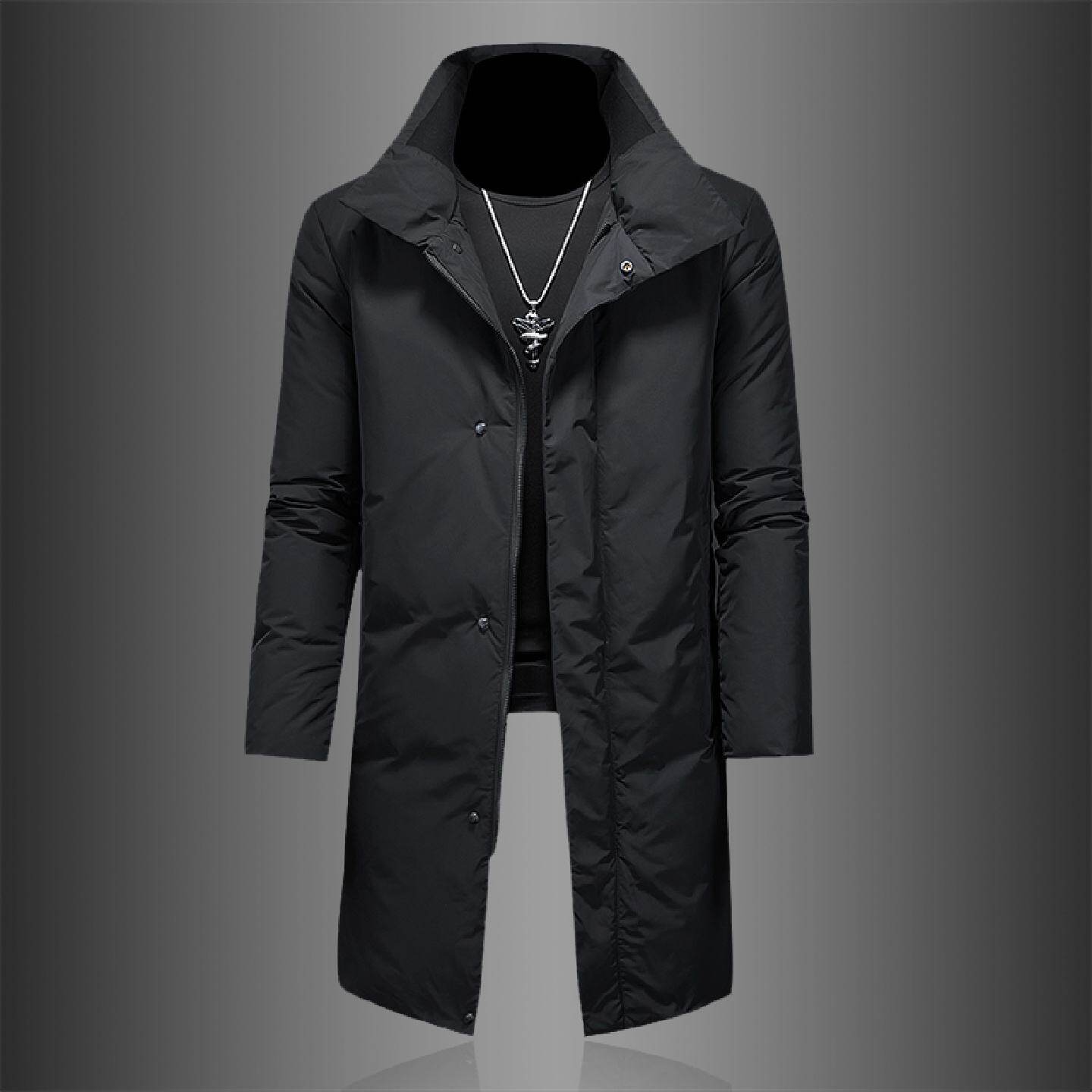 2026欧洲站中长款羽绒服男韩版修身休闲立领冬季加厚鸭绒保暖大码