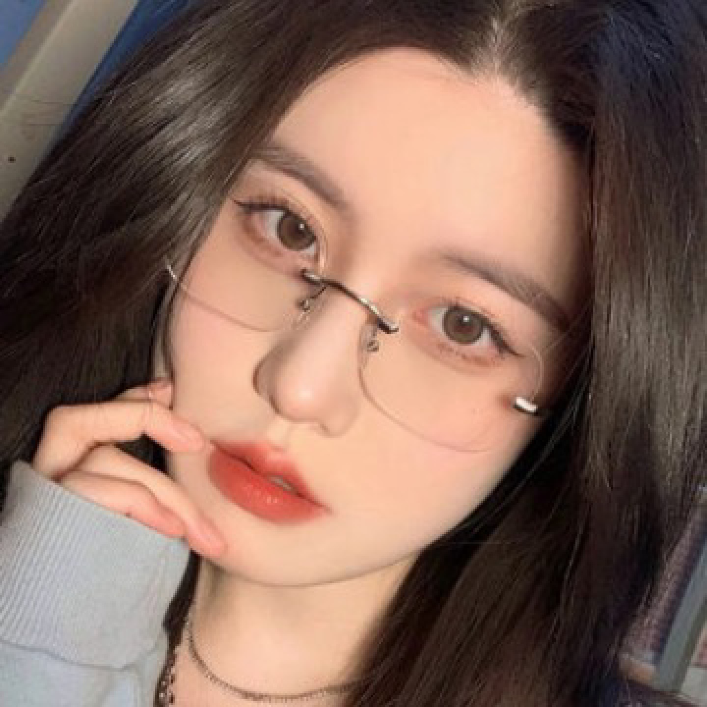 爆款新款无边框纯钛超轻ns大脸显瘦无框眼镜架可配镜纯欲切边框