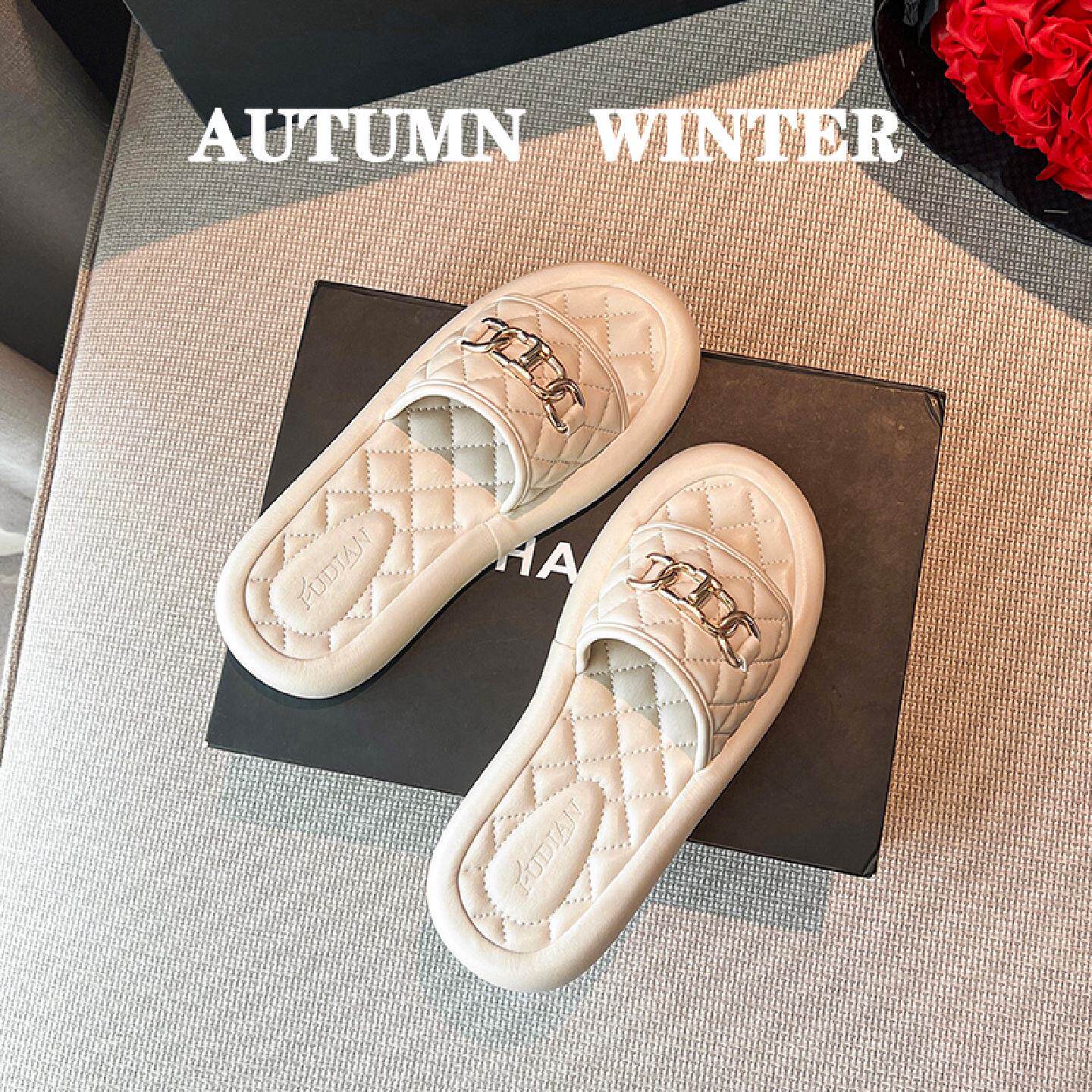 高级感法式凉拖女夏外穿时尚2026年新款夏季平底女士外出厚底拖鞋