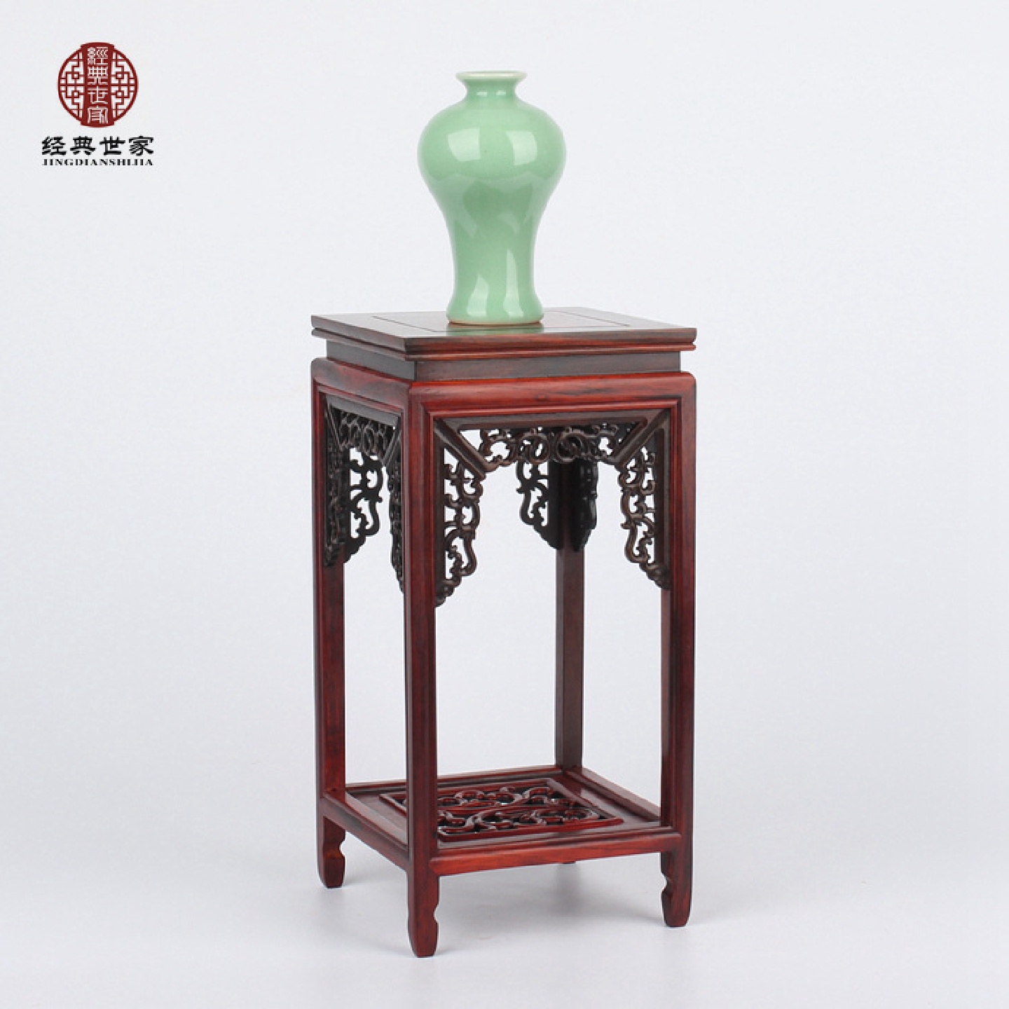 红木工艺品摆件红酸枝小花架奇石古玩盆景架子花盆花瓶底座包邮