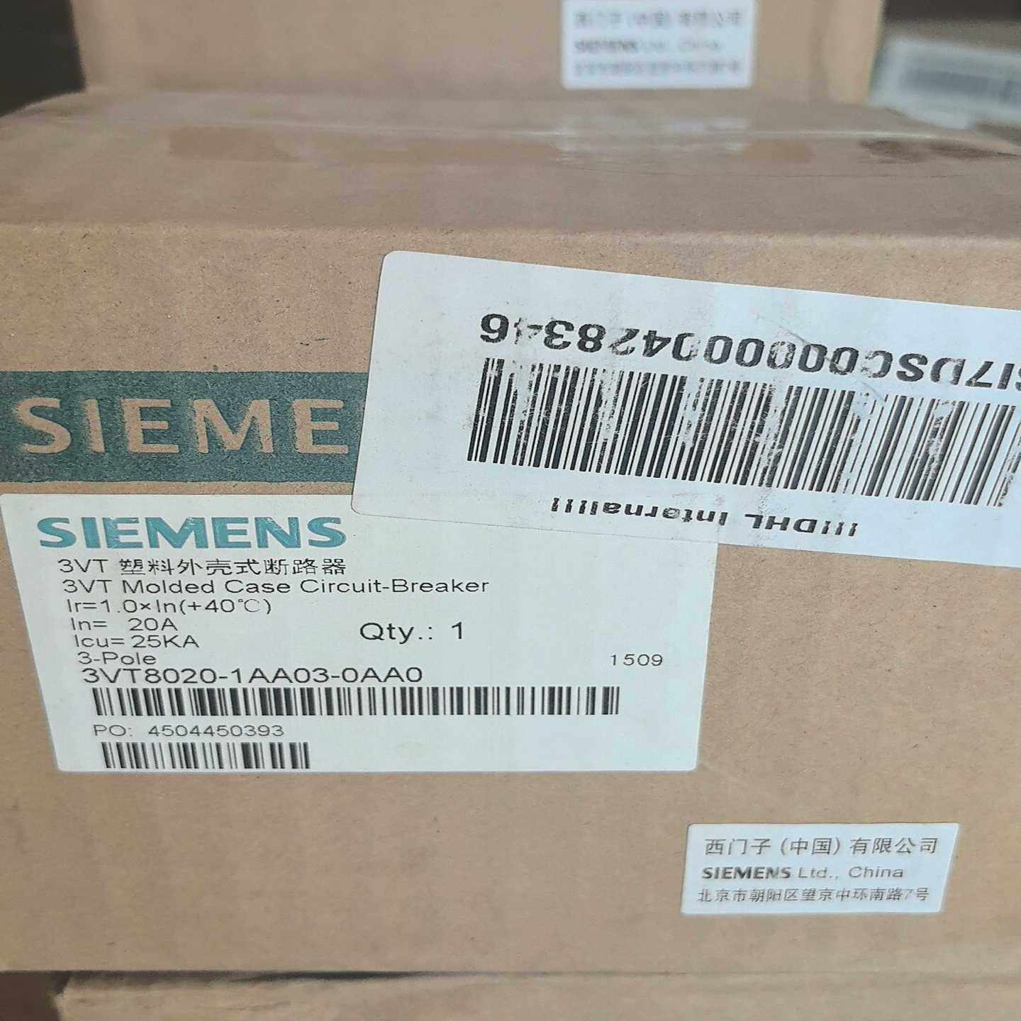 3VT8020-1AA03-0AA0塑料外壳式断路器全询价