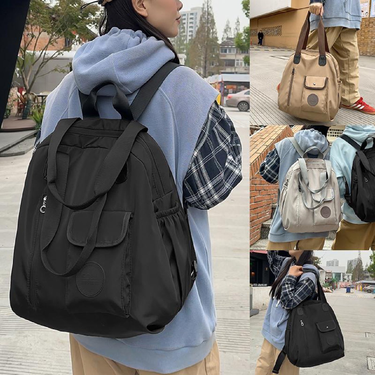 大容量双肩包女2025新款帆布旅游包轻便多功能旅行单肩背包高颜值