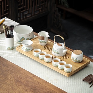 家用茶壶茶盘茶杯套组陶瓷品茗杯泡茶礼 xyt手绘功夫茶具套装