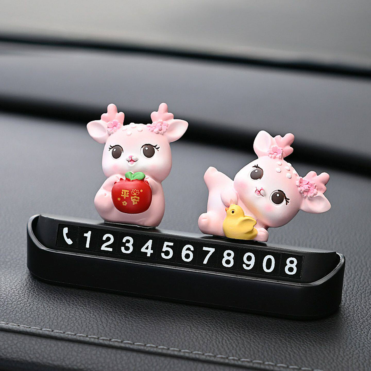 新款一鹿平安临时停车号码牌挪车电话牌移车卡女生汽车内装饰摆件