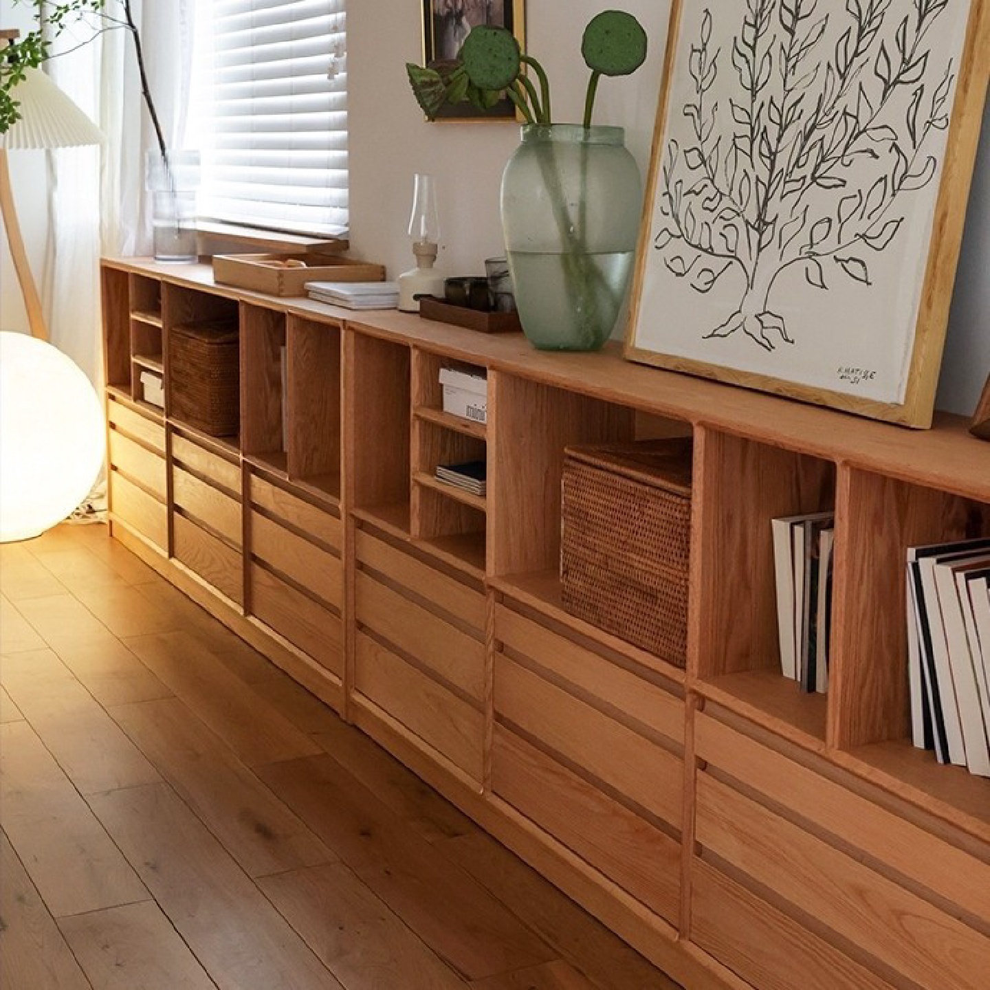 北欧实木书柜客厅小户型落地带抽屉收纳柜书房简约储物组合书架