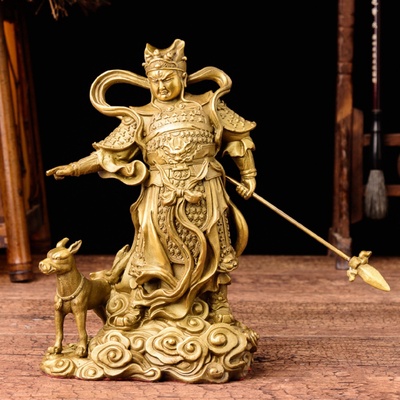 纯铜二郎神摆件杨戬二郎真君神像工艺品客厅家用装饰品中式