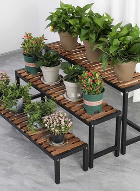 实木铁艺阳台花架落地式客厅阶梯多层置物架多肉花盆架植物摆