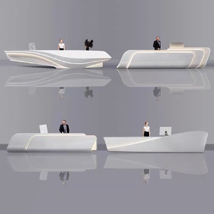 创意烤漆前台高档科技感吧台酒店公司定制接待台简约大厅服务台