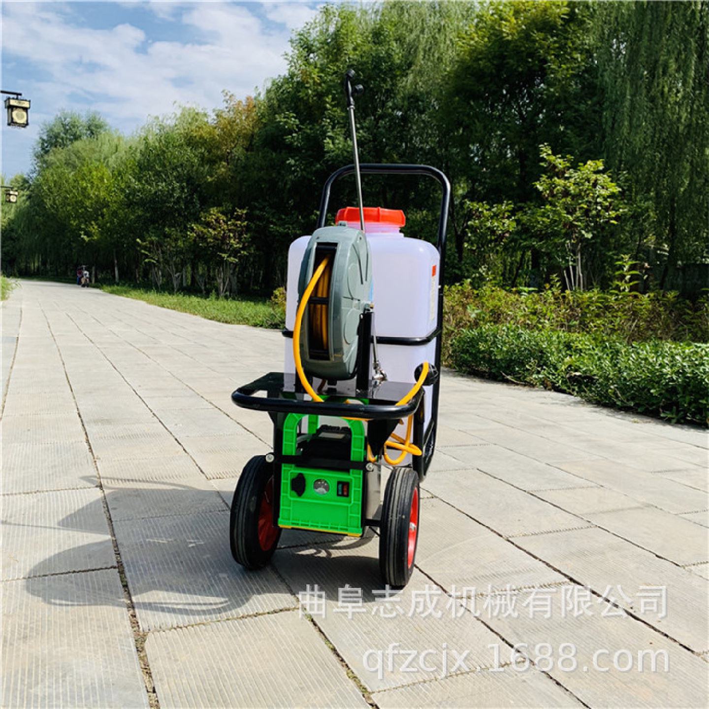 60L充电式推车打药机大棚果园喷药机自动卷管喷雾器