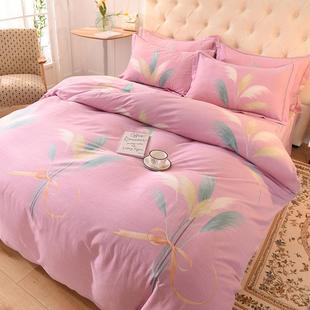 新款 100纯棉加厚磨毛四件套秋冬高档全棉床单三件套床上床品