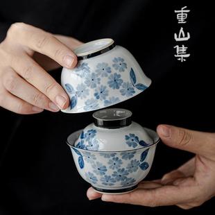 纯手绘手写旅行茶具创意一壶一杯套装 玻璃快客杯一人饮 户外便携式