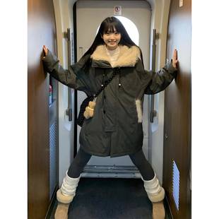 羊羔毛棉衣棉服派克服 韩系宽松夹棉中长款 风衣外套女冬季 2025新款