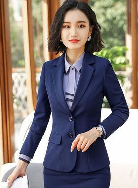 2025春秋新款职业女裤套装长袖黑色西服传统蓝色西裤套裤女KY316
