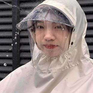 电动自行车雨衣电动车护脸遮头女款 带面罩雨衣电瓶车遮脸护脸雨披