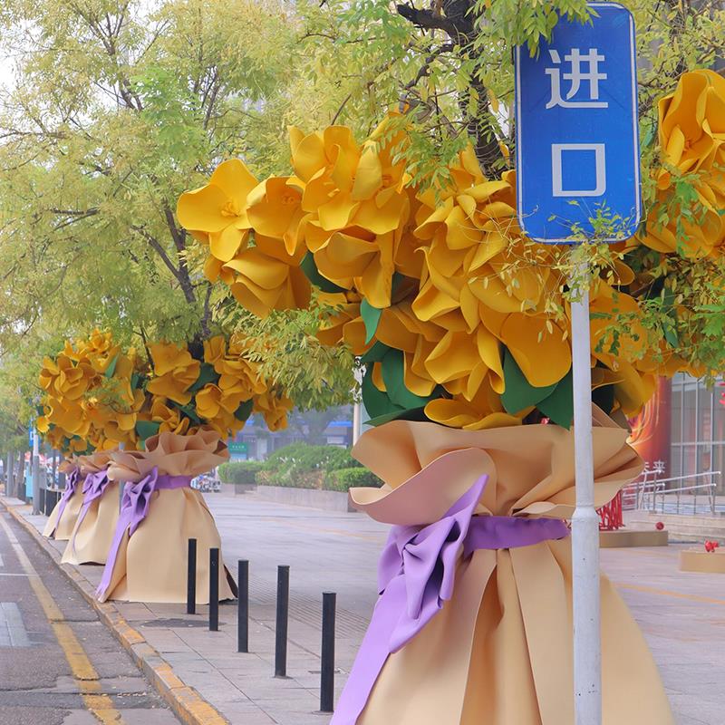 EVA桂花花树仿真花城市DP点装置美陈商场酒店巨大型防水假花装饰