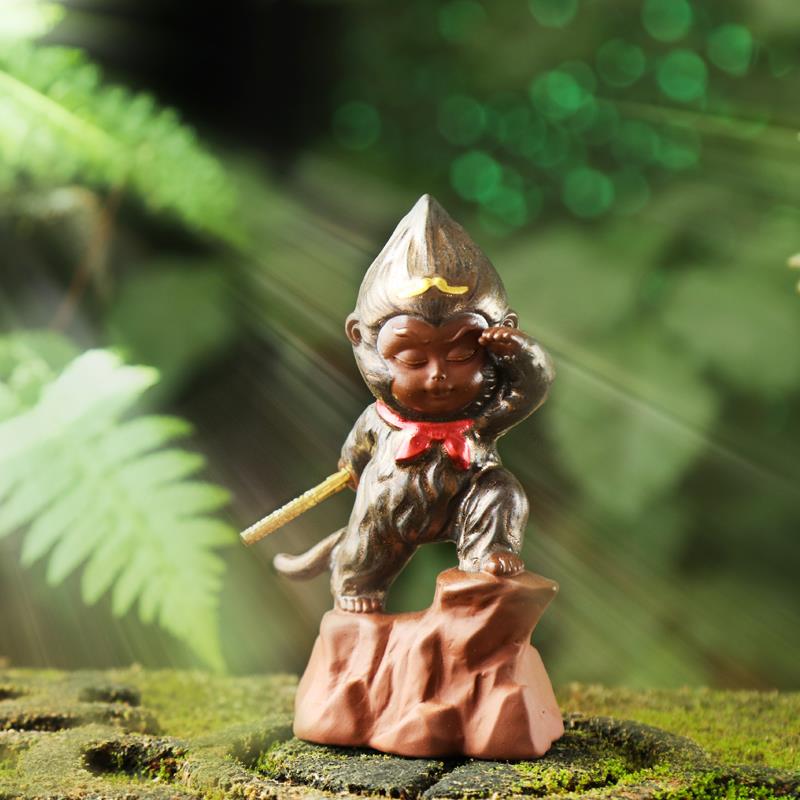 紫砂孙悟空手工精品中式人物禅意茶宠精致摆件可爱小灵猴鱼缸造景