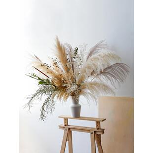 侘寂风干花花束高级感真花插花客厅落地软装样板房装饰摆件干燥花