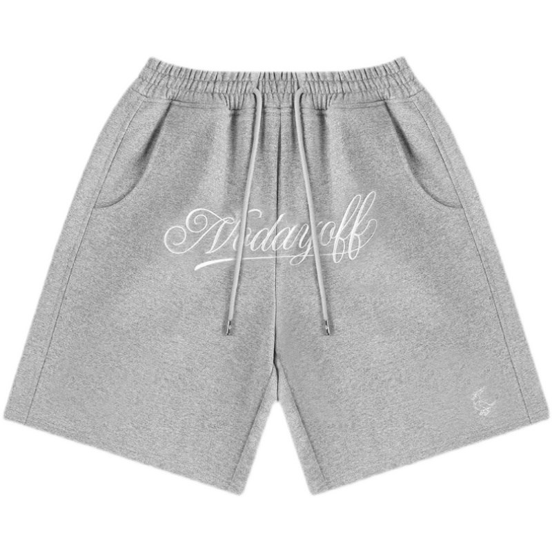S45(原1807)字母刺绣黑灰纯棉毛圈短裤男士基础休闲百搭五分裤