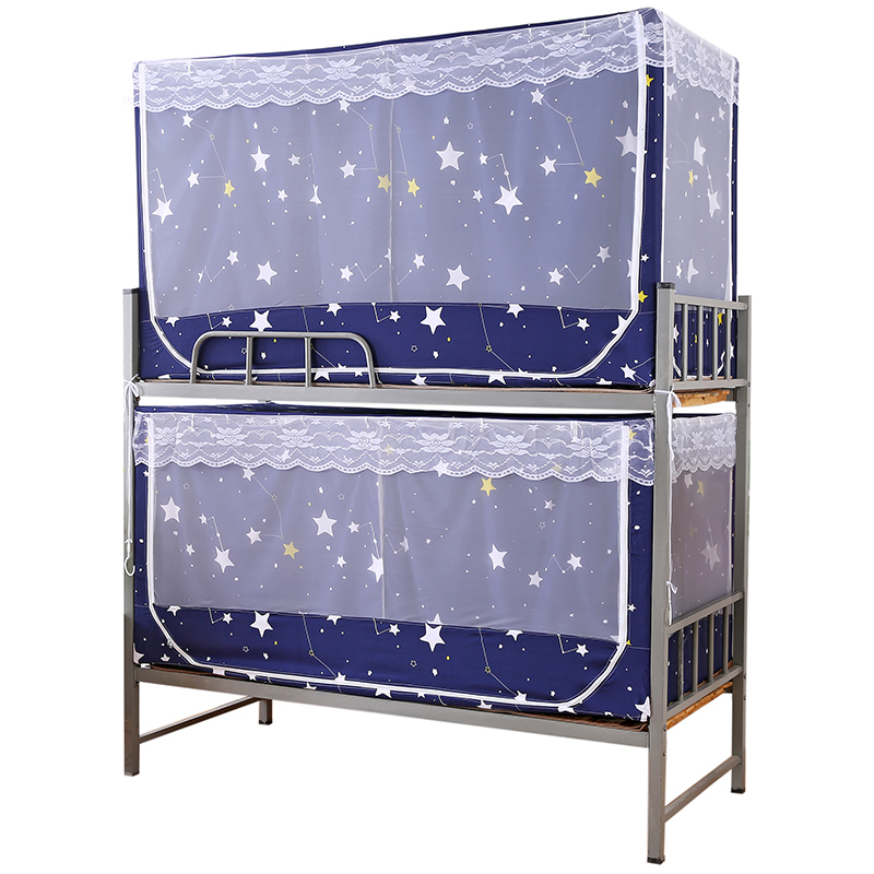 学生宿舍蚊帐新款遮光床帘蚊帐一体式90cm三开门上下铺床通用蚊帐