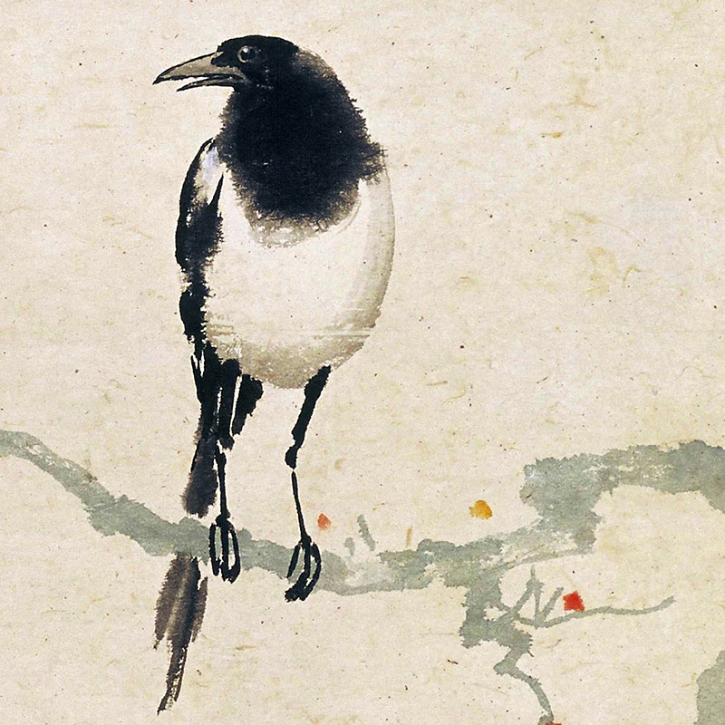 斗方形国画花鸟画艺术微喷打印字画未装裱宣纸画心徐悲鸿双鹊图