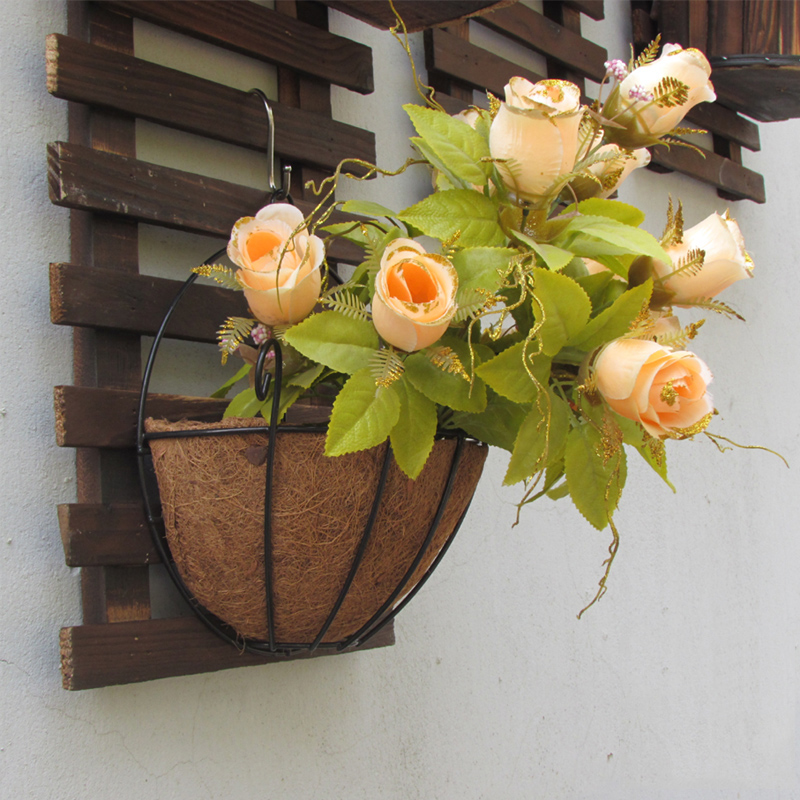 阳台挂式绿萝花盆架室内悬挂墙上防腐实木壁挂客厅花架围栅栏装饰