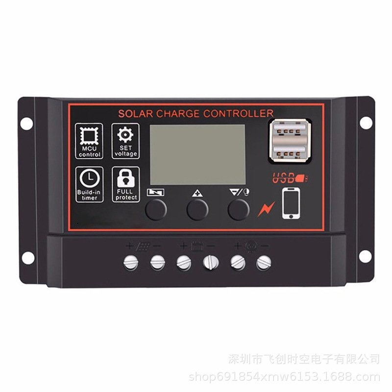 双USB12V24V1太阳能控制器10A20A30A40A50A控制器LCD显示控制器