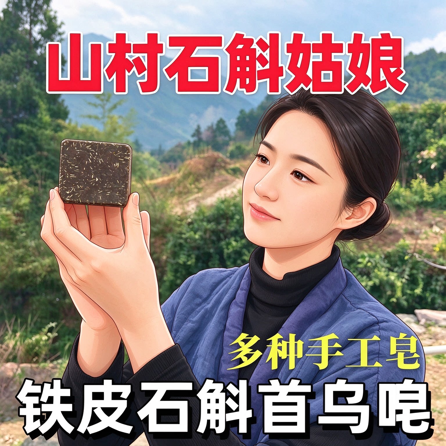 山村石斛姑娘洗发皂铁皮石斛头上